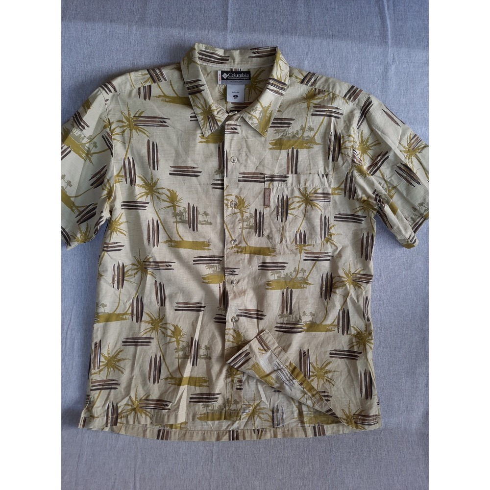 Vintage Columbia Men's Large Pure Cotton Multicolor Summer Beach Buttons Shirt